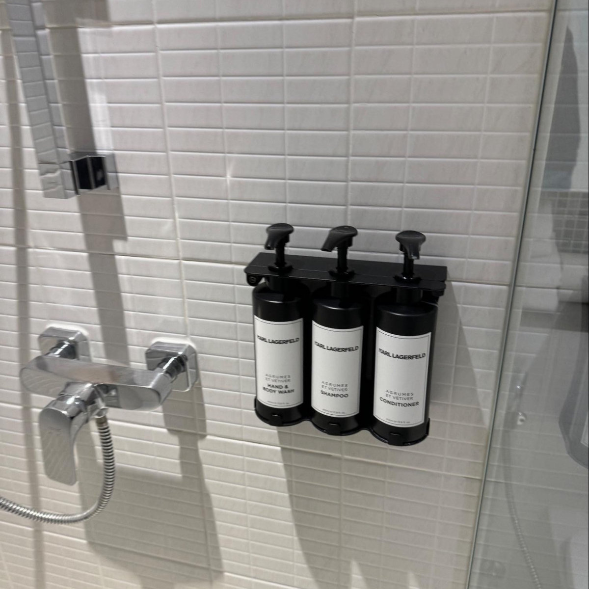 Shower bottles in the shower